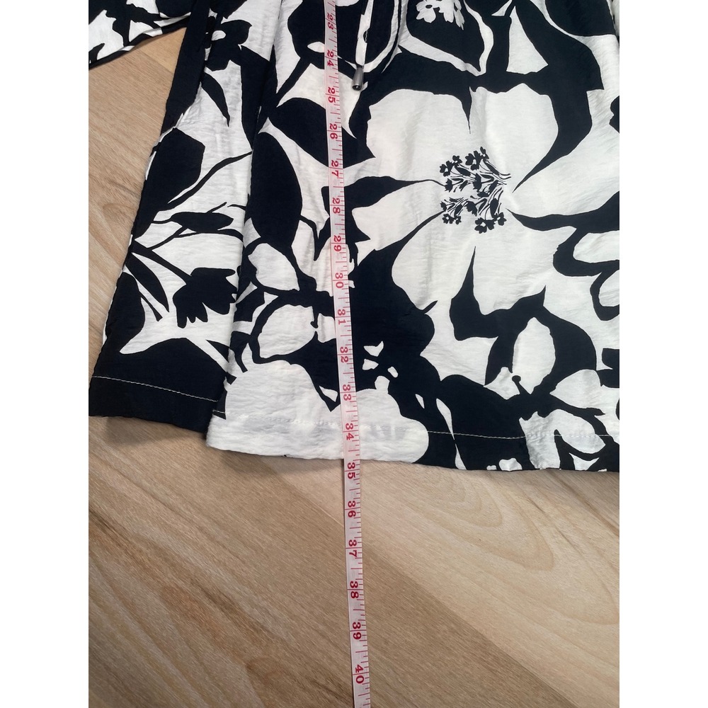 Sam Edelman NWT Floral Button Front Dress Black White Belted Size 10 - Picture 7 of 8